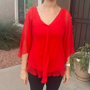Matty M red silk blouse